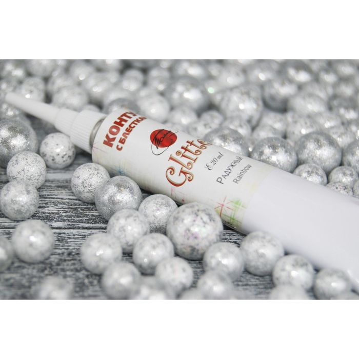 Контур универсальный Glitter 20 мл ТАИР 1609601 Серебристый с блестками