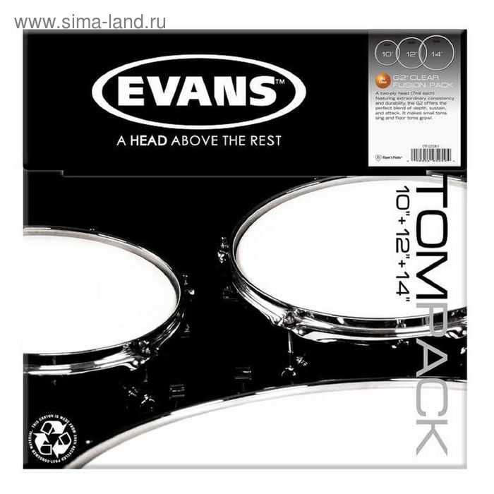 Набор пластика для том барабана Evans ETP-G2CLR-F G2 Clear Fusion 10/12/14 пластик evans etp g1clr f набор а для том барабана pack fusion 10 12 14 серия g1 clear 23526