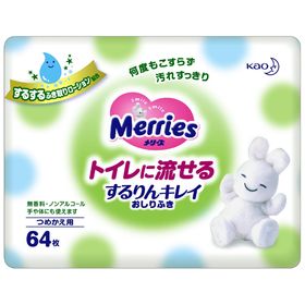 

Детские влажные салфетки Merries Flushable, запасной блок, 64 шт.
