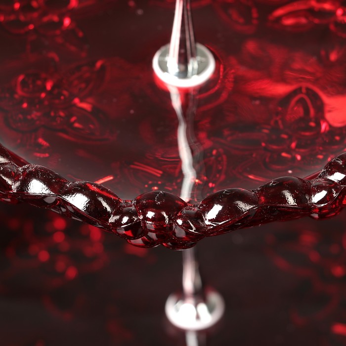 Блюдо 2 яруса круглое "Галерея" 20х29 см, цвет красный УЦЕНКА