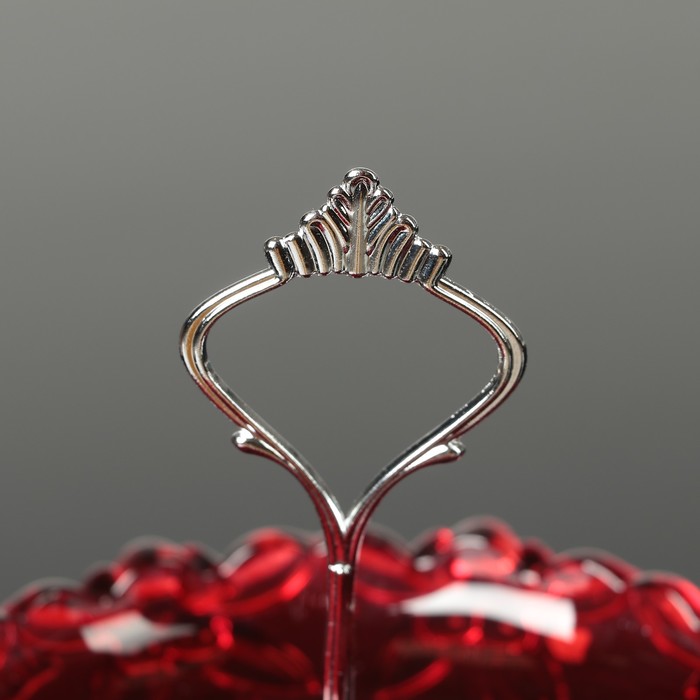 Блюдо 2 яруса круглое "Галерея" 20х29 см, цвет красный УЦЕНКА