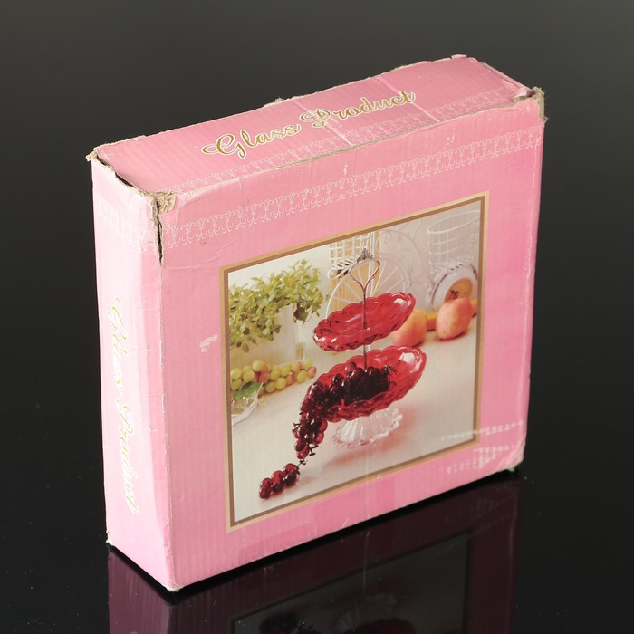 Блюдо 2 яруса круглое "Галерея" 20х29 см, цвет красный УЦЕНКА