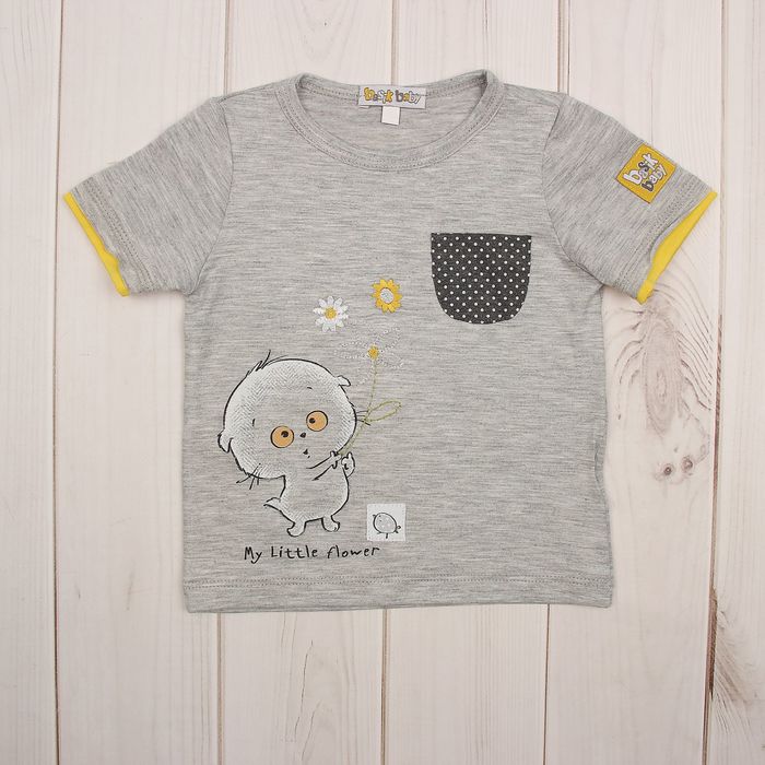 Футболка детская, рост 62 см, цвет серый меланж в304_М