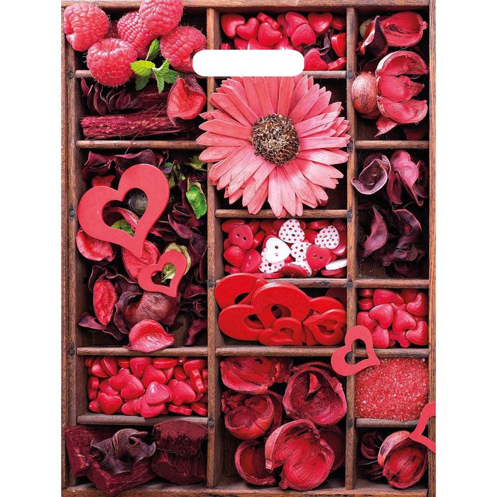 Пакет "Малиновый коллаж", полиэтиленовый с вырубной ручкой, 40х31 см, 60 мкм