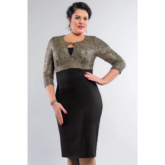 Платье женское, размер 44, цвет чёрный+золотой 458