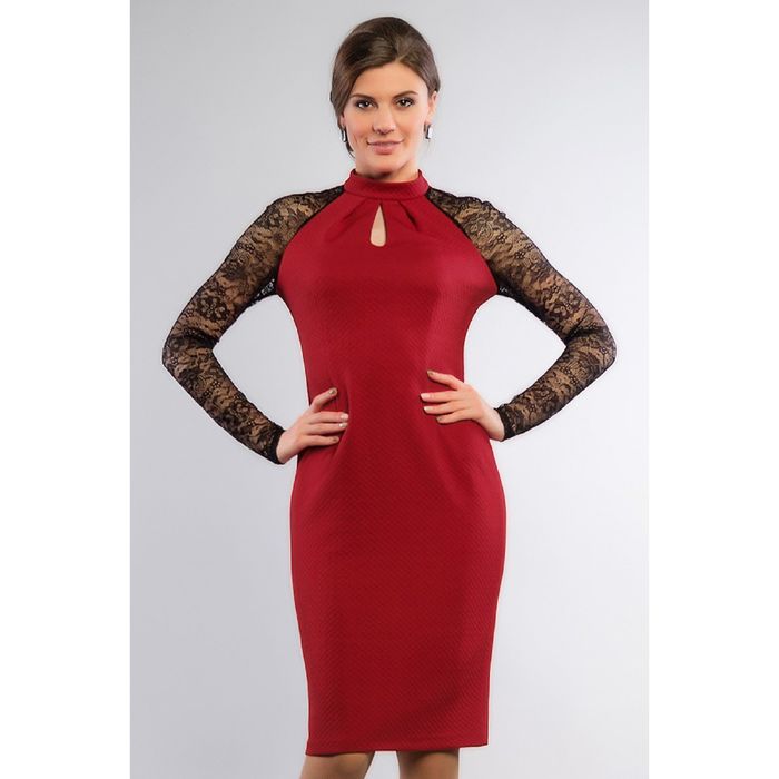 Платье женское, размер 50, цвет красный+чёрный 467