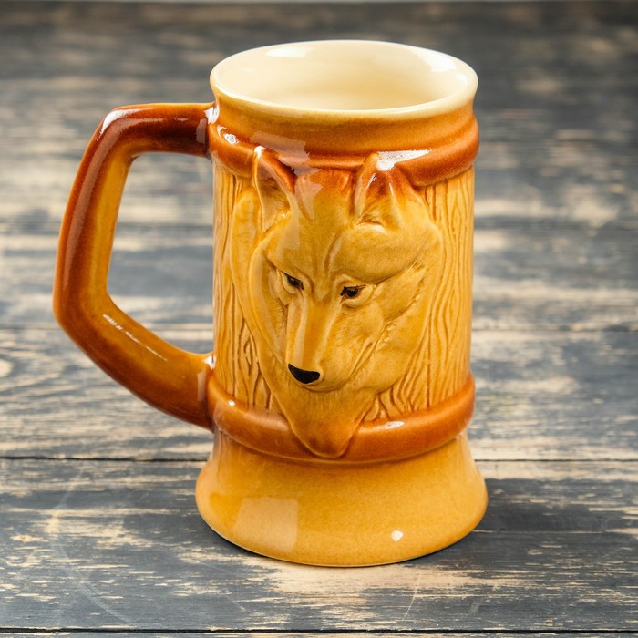 Кружка-сувенирная "Тамбовский волк №2" лепка (1 СОРТ) 600 мл