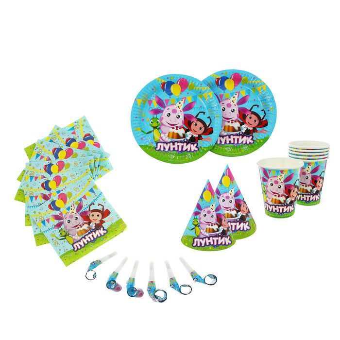 Набор для праздника "Лунтик" на 6 персон, 30 предметов