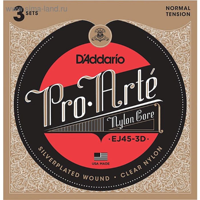 фото Струны для классической гитары d'addario ej45-3d pro-arte d`addario