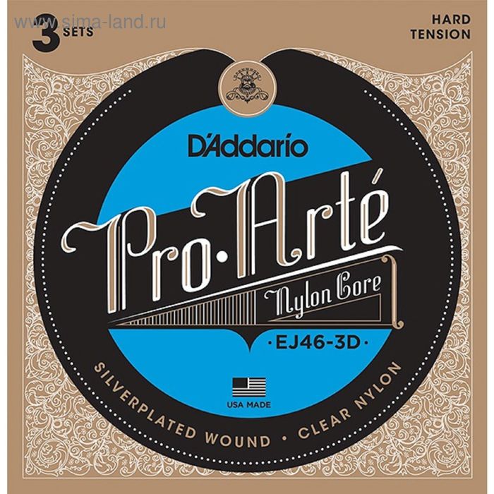 фото Струны для классической гитары d'addario ej46-3d pro-arte nylon d`addario