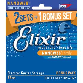 

Cтруны для электрогитары Elixir 16540 NANOWEB , Super Light, 9-42