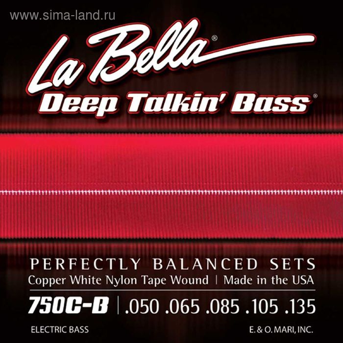 фото Струны для бас-гитары la bella 750c copper white nylon, медь/белый нейлон, 50-105