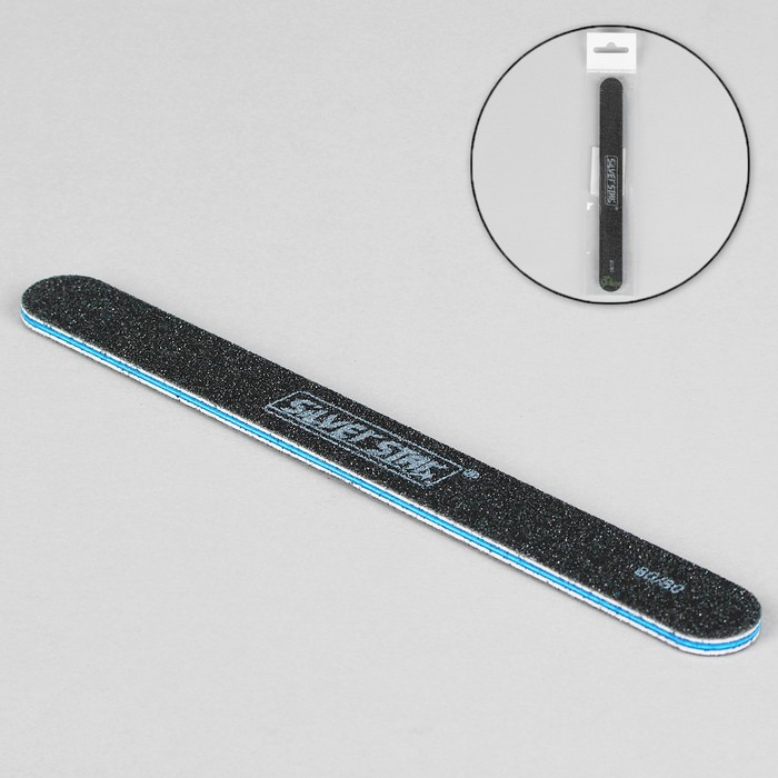 Пилка наждачная для ногтей, абразивность 80/80, 18см, цвет чёрный