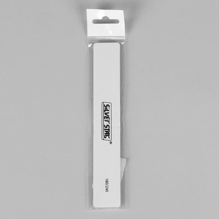 Пилка наждачная для ногтей, абразивность 180/240, 18см, цвет белый