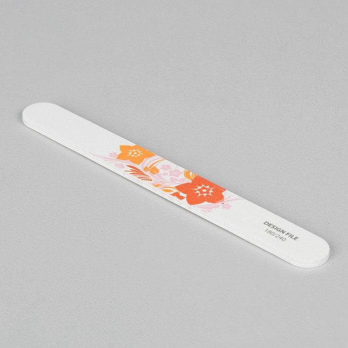 Пилка наждачная для ногтей, абразивность 180/240, 18см, цвет оранжево-белый