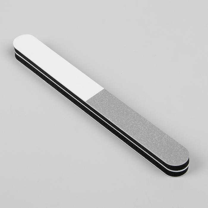 Баф для полировки ногтей трёхсторонний, 18см, цвет тёмно-серый