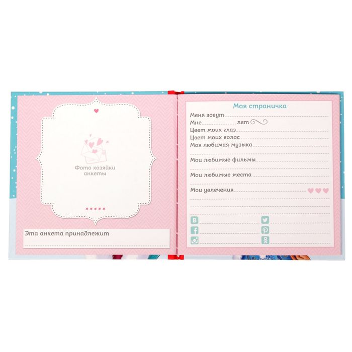 Анкета для девочек с наклейками "Наши маленькие девичьи тайны", 14,5 х 14,5 см, твёрдая обложка, 20 страниц