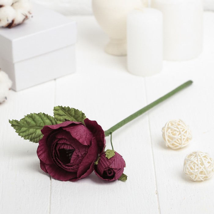 Декоративный цветок "Королевская роза", бордовый