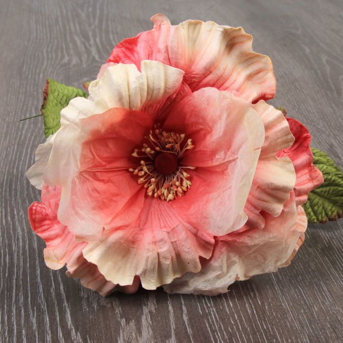 Декоративный цветок "Сказочная роза", бело-розовый