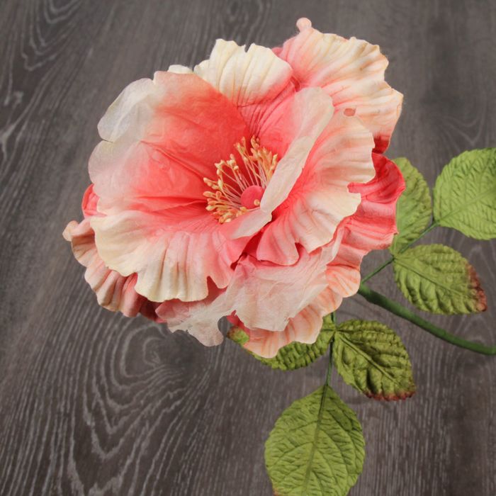 Декоративный цветок "Сказочная роза", бело-розовый