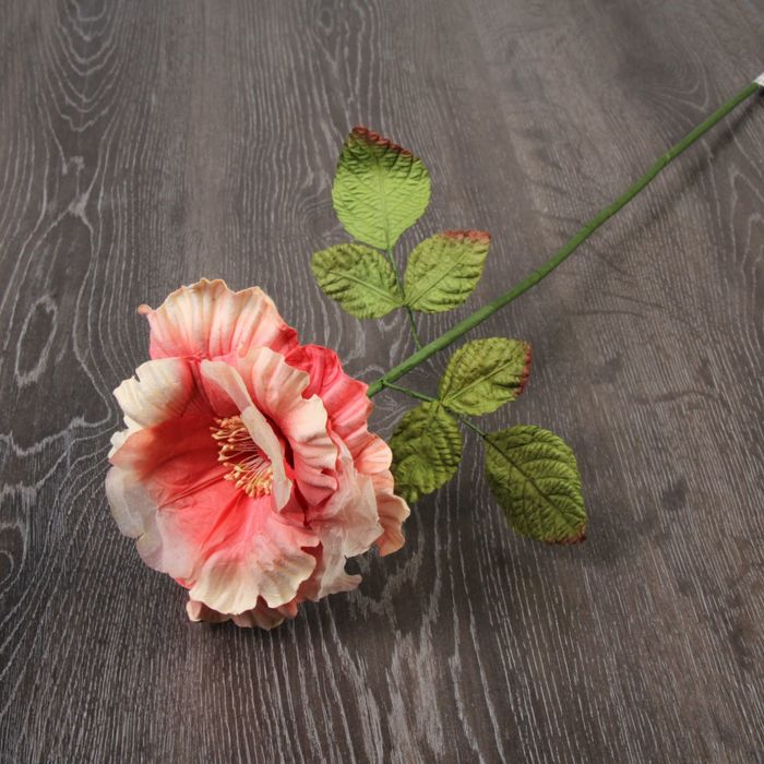 Декоративный цветок "Сказочная роза", бело-розовый