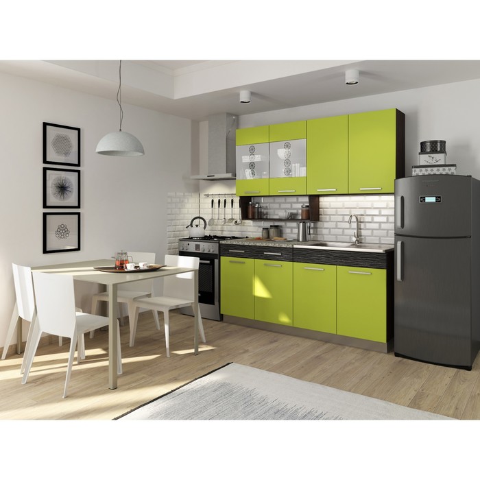 Кухонный гарнитур Алиса, 1600 мм, цвет лайм