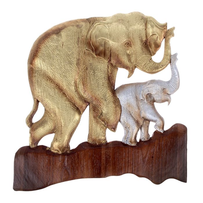 Панно "Два слона", позолота, серебро