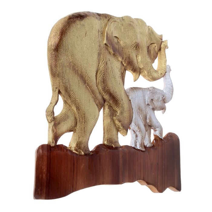 Панно "Два слона", позолота, серебро