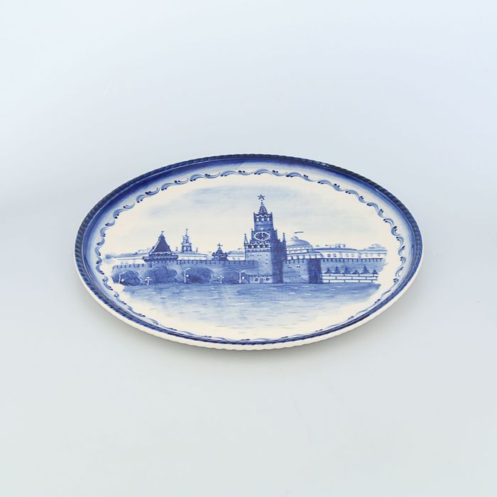 Блюдо «Москва», гжель, кобальт