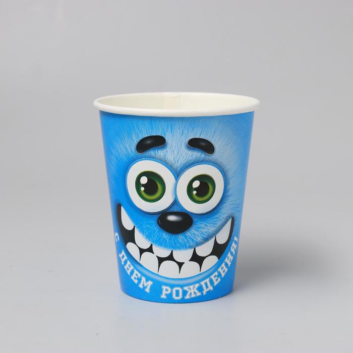 Бумажный стакан "С Днём Рождения", Зелёные глазки, 250 мл