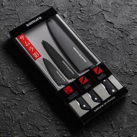 Набор кухонных ножей Shаdоw, 3 шт: лезвие 10 см, 12 см, 20 см, с покрытием Blаck Fusо от Сима-ленд