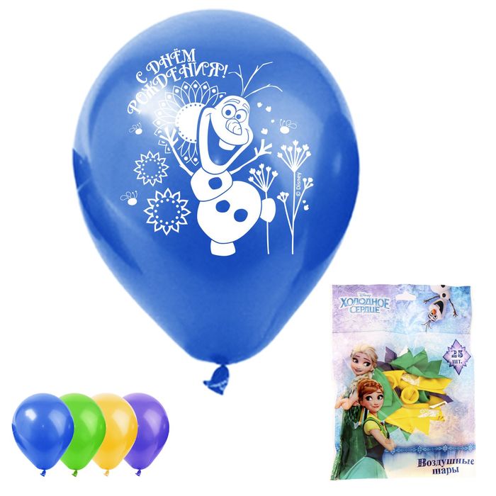 Шар воздушный "С Днем Рождения"Олаф, Холодное сердце (набор 25 шт) 12 дюйм