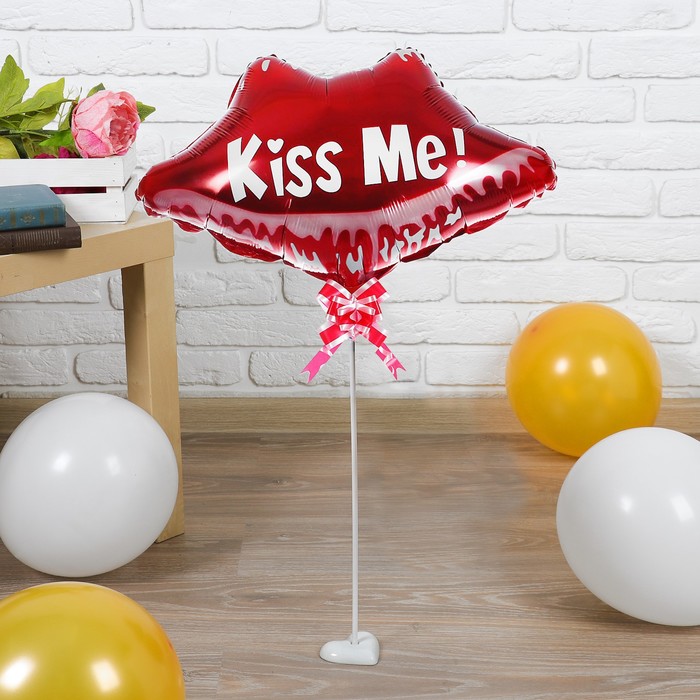 Шар фольгированный 12" "Губы" бант, палочка, подставка