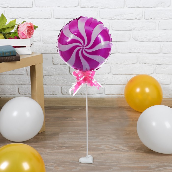 Шар фольгированный 12" "Леденец-волна" бант, палочка, подставка