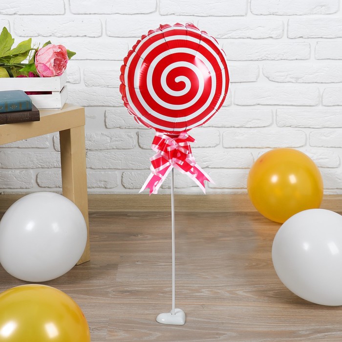 Шар фольгированный 12" "Леденец-спираль" бант, палочка, подставка цвета МИКС