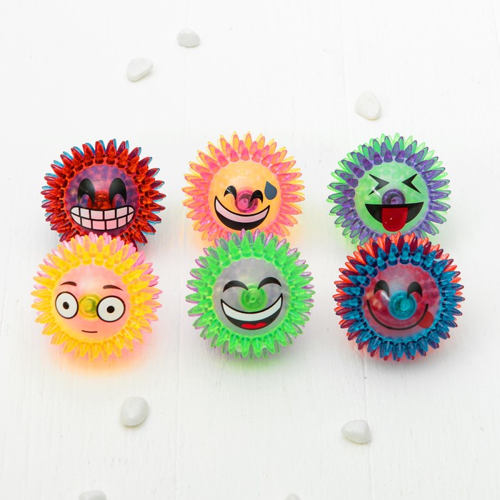 Мяч световой "Смайл" прозрачный 7,5 см, цвета МИКС