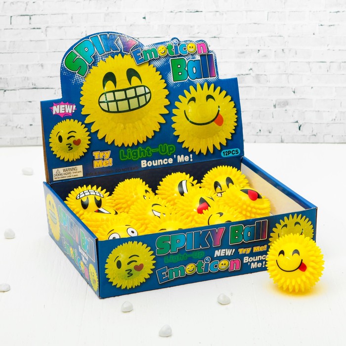 Мяч световой "Смайл" 7,5 см, виды МИКС