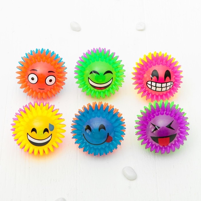 Мяч световой "Мордочки" 7,5 см, цвета МИКС