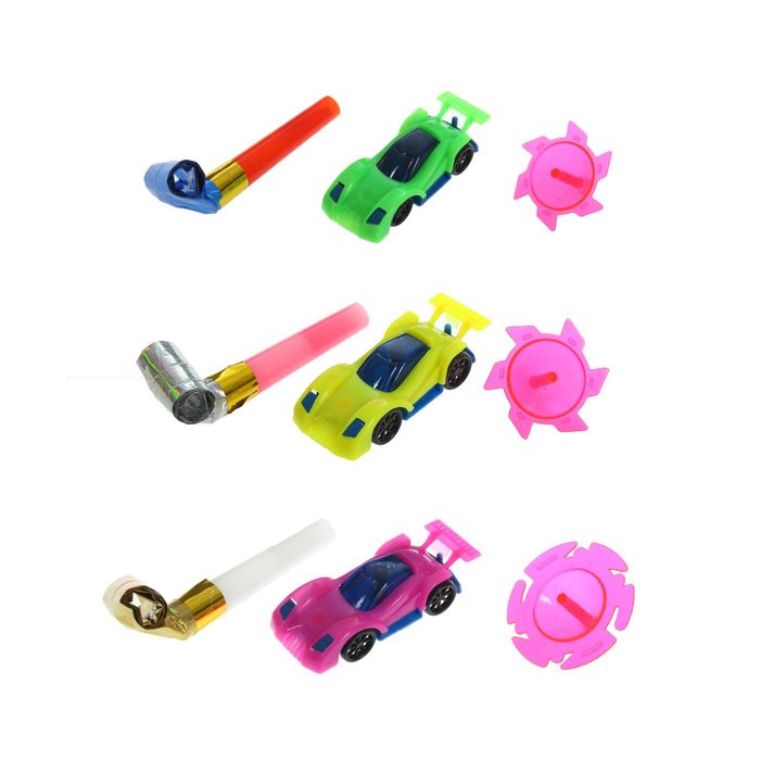 Набор 3 предмета: язычок, машинка, волчок, цвета МИКС