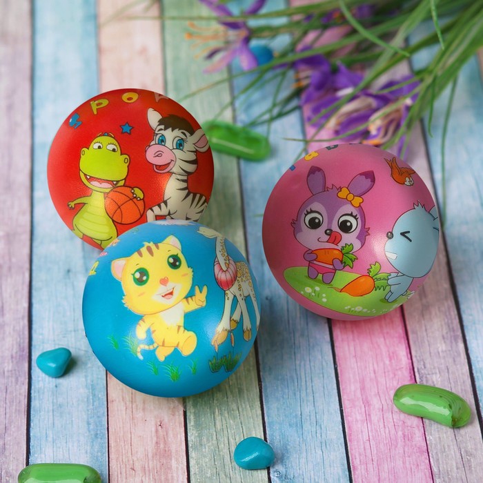 Мягкий мяч "Звери" 10 см, виды МИКС