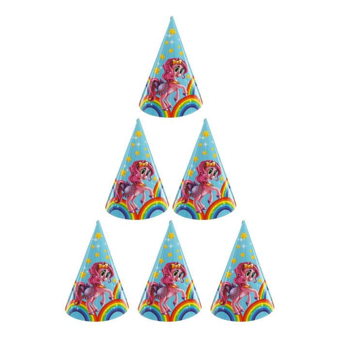 Колпак бумажный "Сказочная пони", набор 6 шт.
