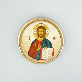 

Икона в авто "Господь Вседержитель",золоченая, липкая лента, D=4 см