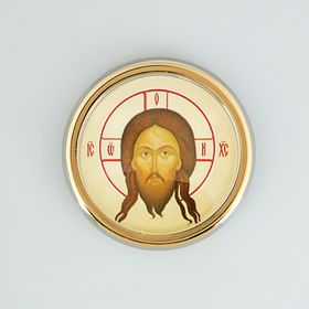 

Икона в авто "Спаситель",золоченая, липкая лента, D=4 см
