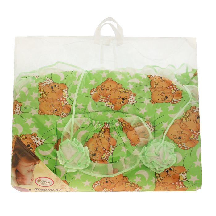 Комплект в кроватку (2 предмета), цвет зелёный микс 29.5