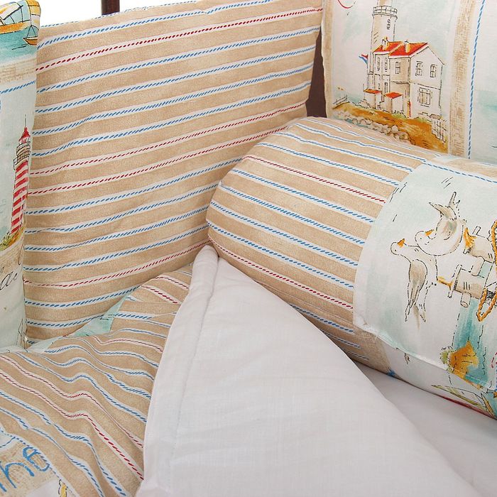 Комплект в кроватку (7 предметов) "Ялта", бежевый принт 43