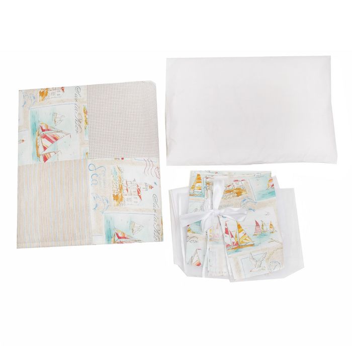 Комплект в кроватку (7 предметов) "Ялта", бежевый принт 43