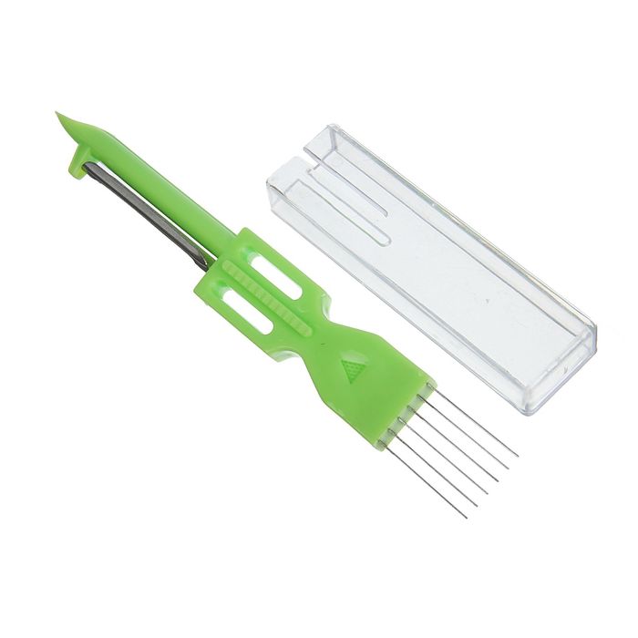 Овощечистка с ножом для лука с чехлом 16,5 см, цвета МИКС