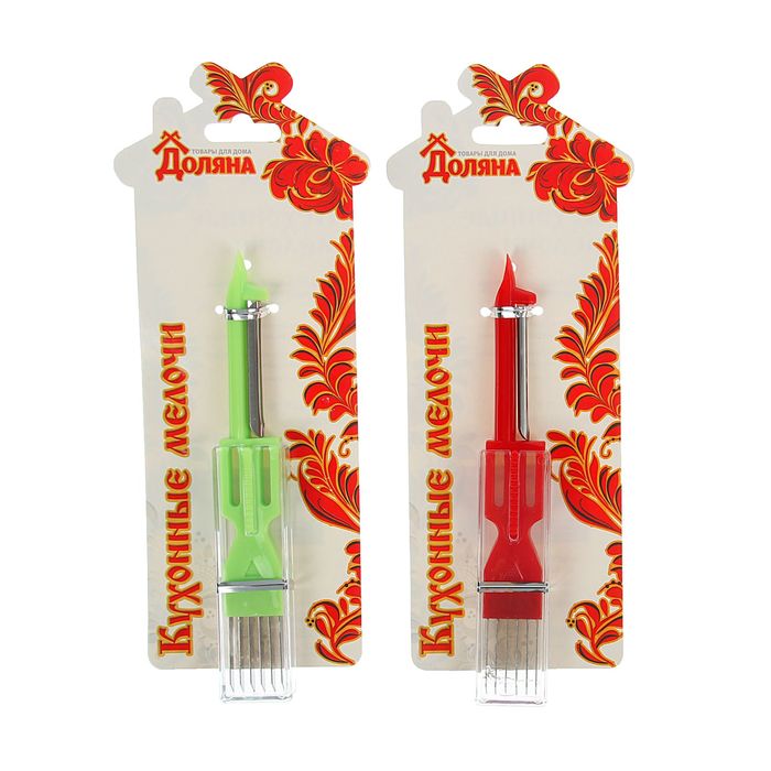 Овощечистка с ножом для лука с чехлом 16,5 см, цвета МИКС