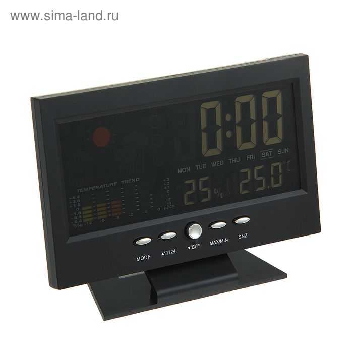 Будильник LuazON LB-15, дата, температура, черный