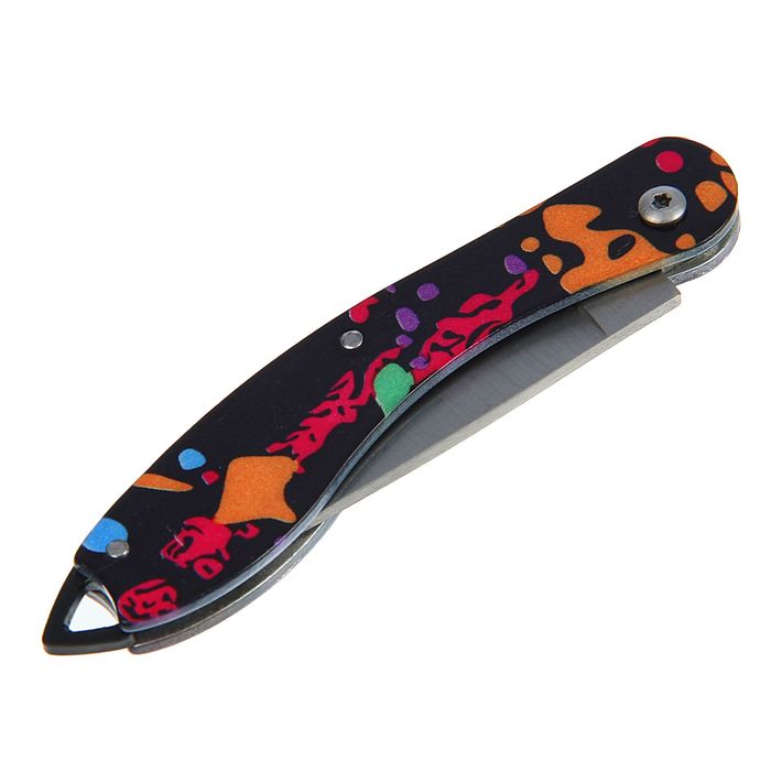 Нож перочинный лезвие drop-point хром 5,5см, рукоять Геометрия цветная, 14см